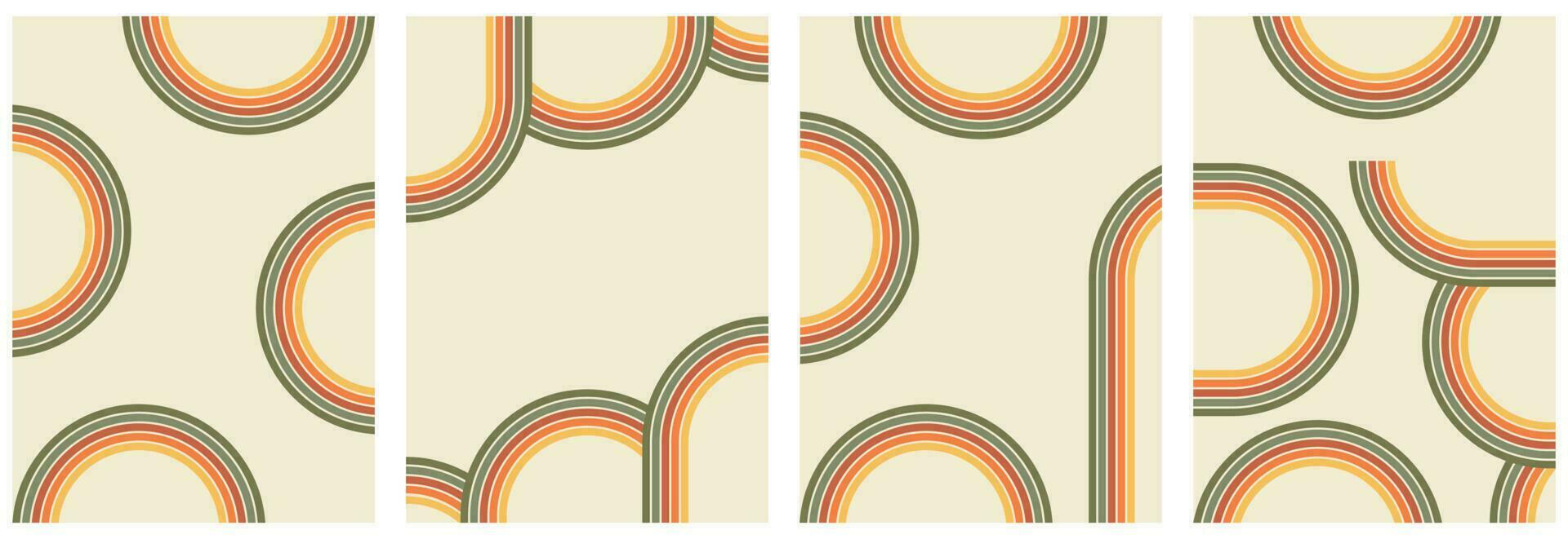 groovig Regenbogen Hintergründe, Plakate im das Stil von Wellen, wirbelt, wirbelnd Muster, Labyrinth. modisch retro-psychedelisch Stil von Hippie Ästhetik von das 70er. vektor