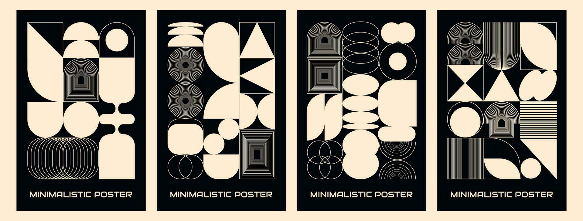 trogen retro vektor minimalistisk affisch med abstrakt former, geometrisk former cirkel, fyrkant, rader, rutnät,. modern vektor design