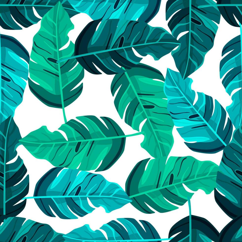 Hawaii-inspirerad mönster. moderiktigt exotisk, handflatan träd och frodig grönska tapet. abstrakt bakgrund botanisk trädgård. vektor