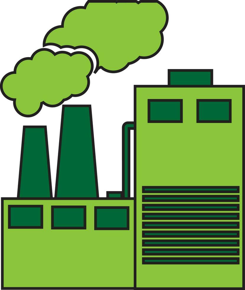 grön fabrik ikon på vit bakgrund. vektor
