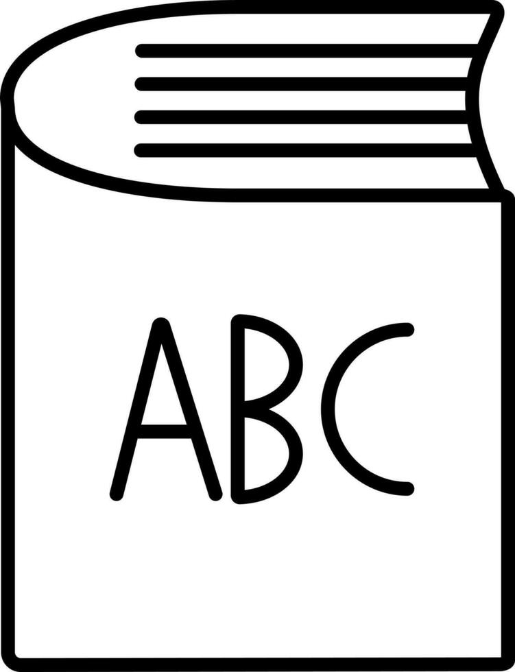 ABC Buch Symbol im schwarz Linie Kunst. vektor