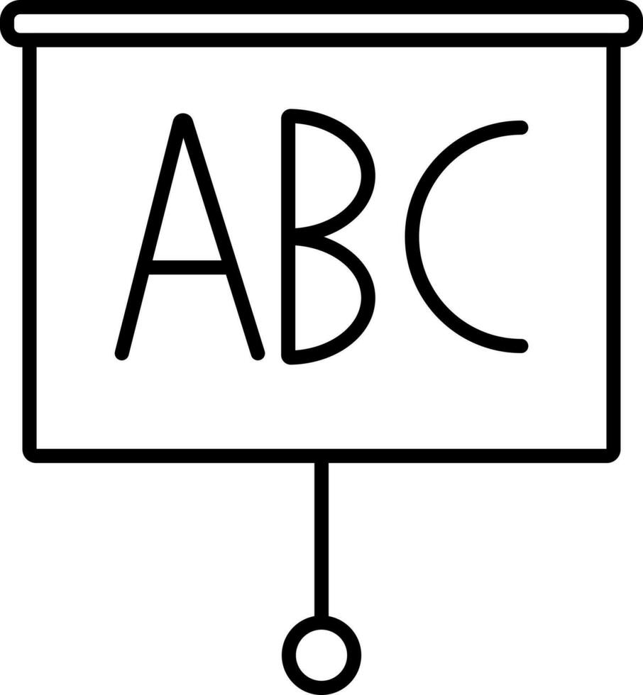 Linie Kunst Illustration von ABC Alphabet auf Segeltuch Tafel Symbol. vektor
