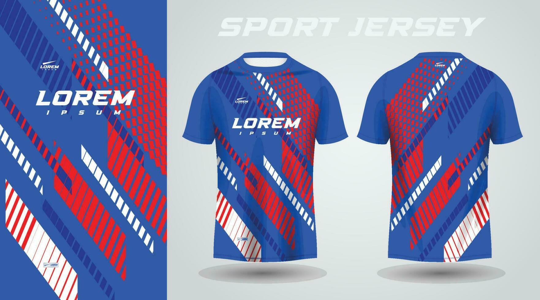 blå röd skjorta fotboll fotboll sport jersey mall design attrapp vektor