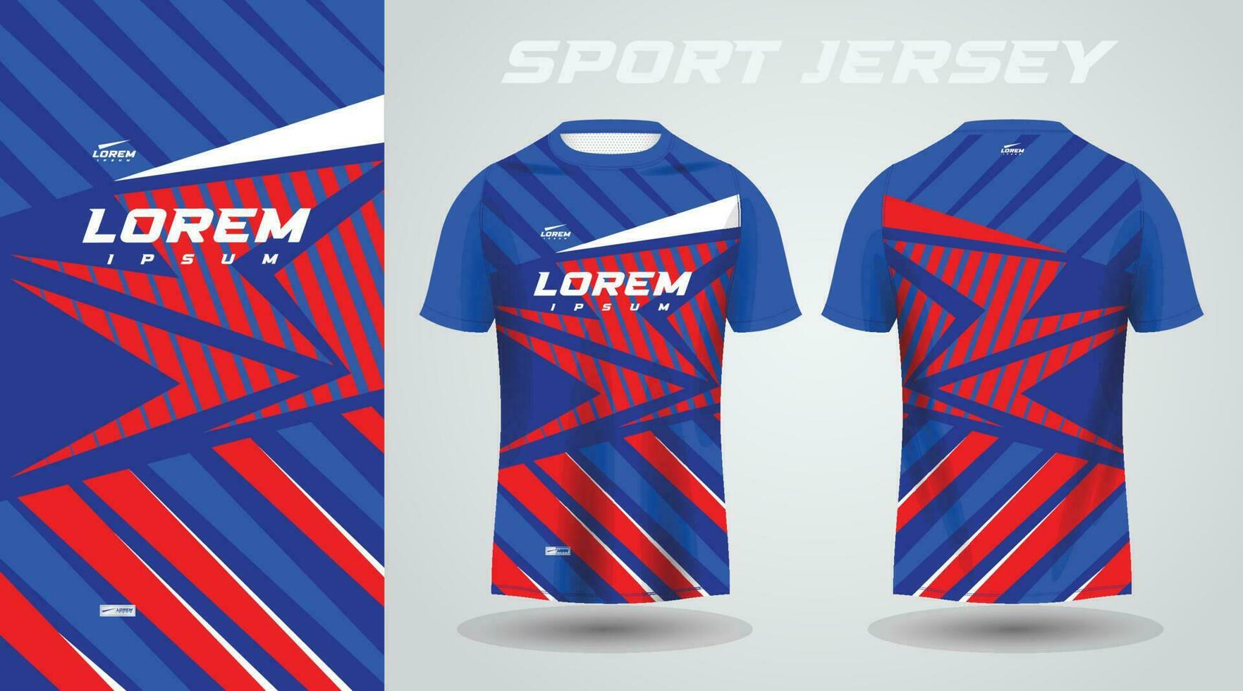 Blau rot Hemd Fußball Fußball Sport Jersey Vorlage Design Attrappe, Lehrmodell, Simulation vektor