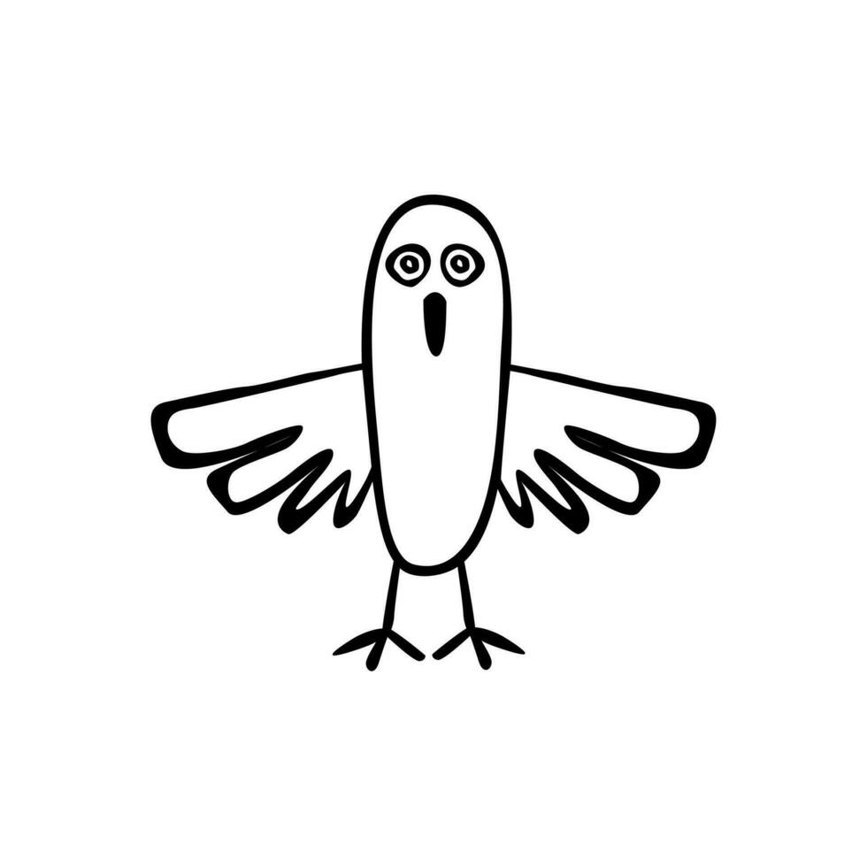 linje konst av de söt fågel, naiv illustration, för logotyp eller grafisk design element. vektor illustration