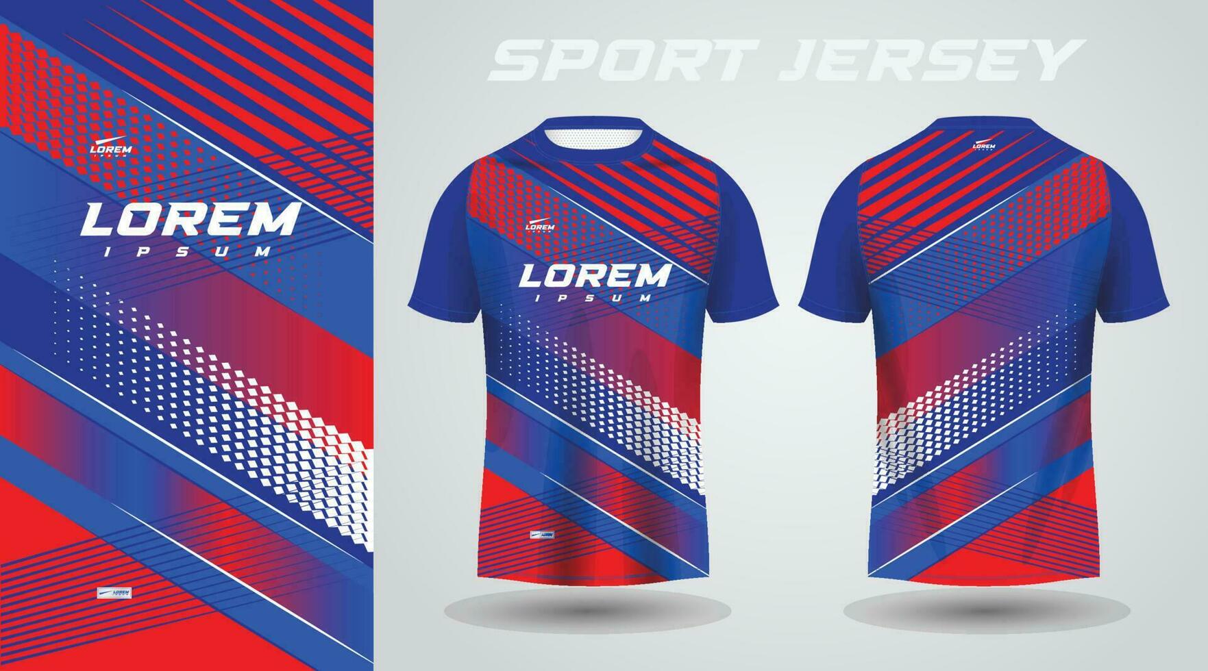 blå röd skjorta fotboll fotboll sport jersey mall design attrapp vektor