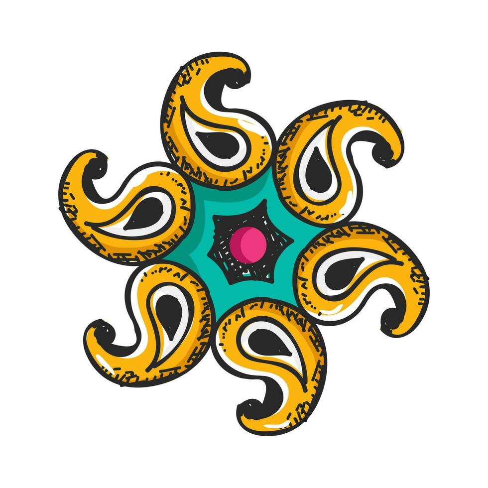 klotter illustration av rangoli eller mandala design för diwali firande. vektor