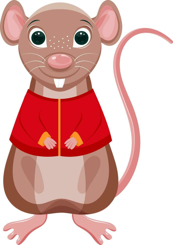 Karikatur Charakter von Ratte Stehen auf Weiß Hintergrund. vektor