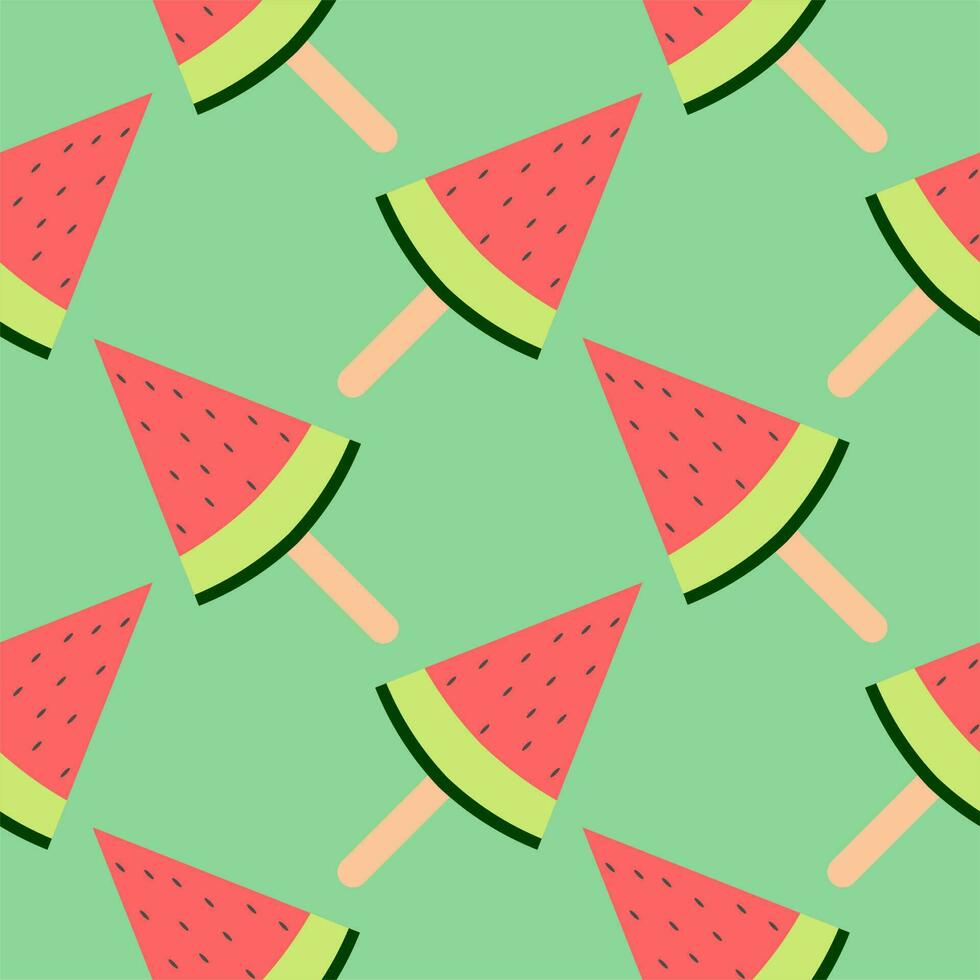 vattenmelon is grädde pinne sömlös mönster vektor illustration