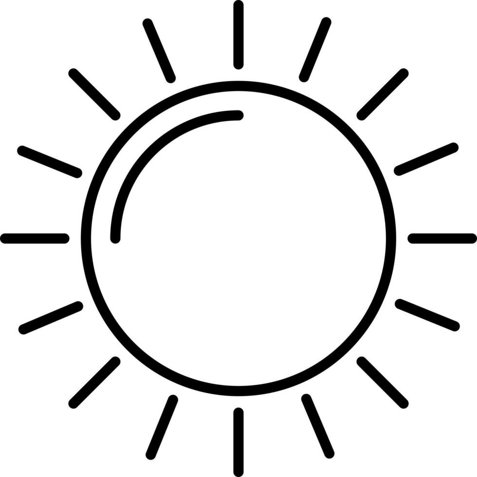 isolerat tunn linje ikon av Sol för energi begrepp i svart Färg. vektor