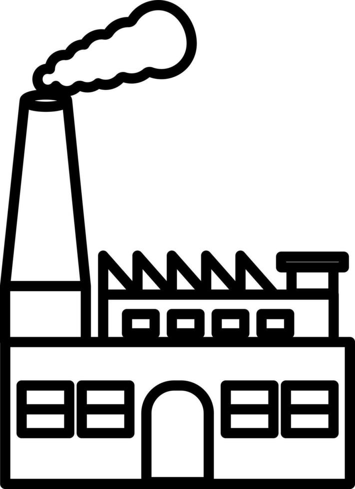 schwarz Linie Kunst Fabrik Symbol im eben Stil. vektor