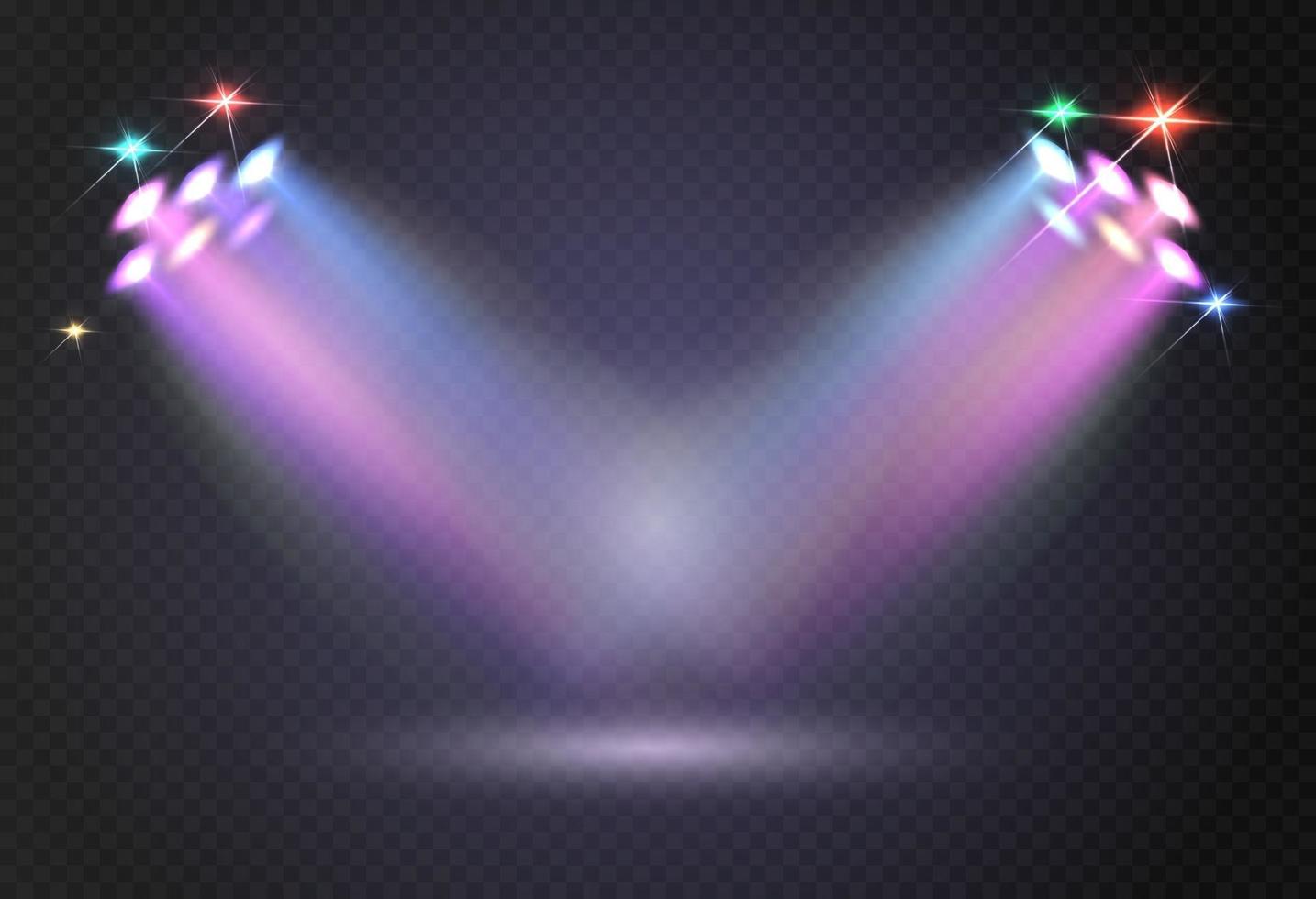 Stadion Lichter glänzende Projektoren isoliert Vektor Scheinwerfer Vorlage Beleuchtung Projektor für Konzert und Spiel Illustration beleuchtet