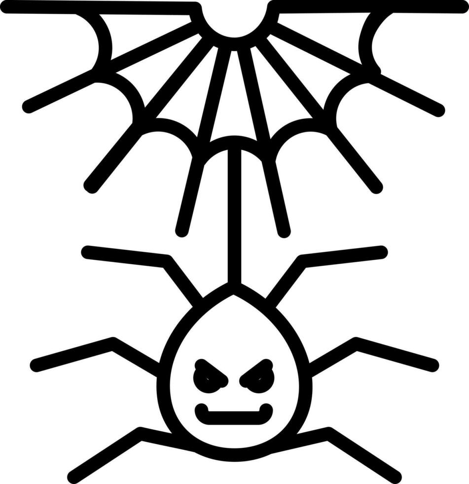 Linie Kunst Illustration von Spinne und Netz Symbol. vektor