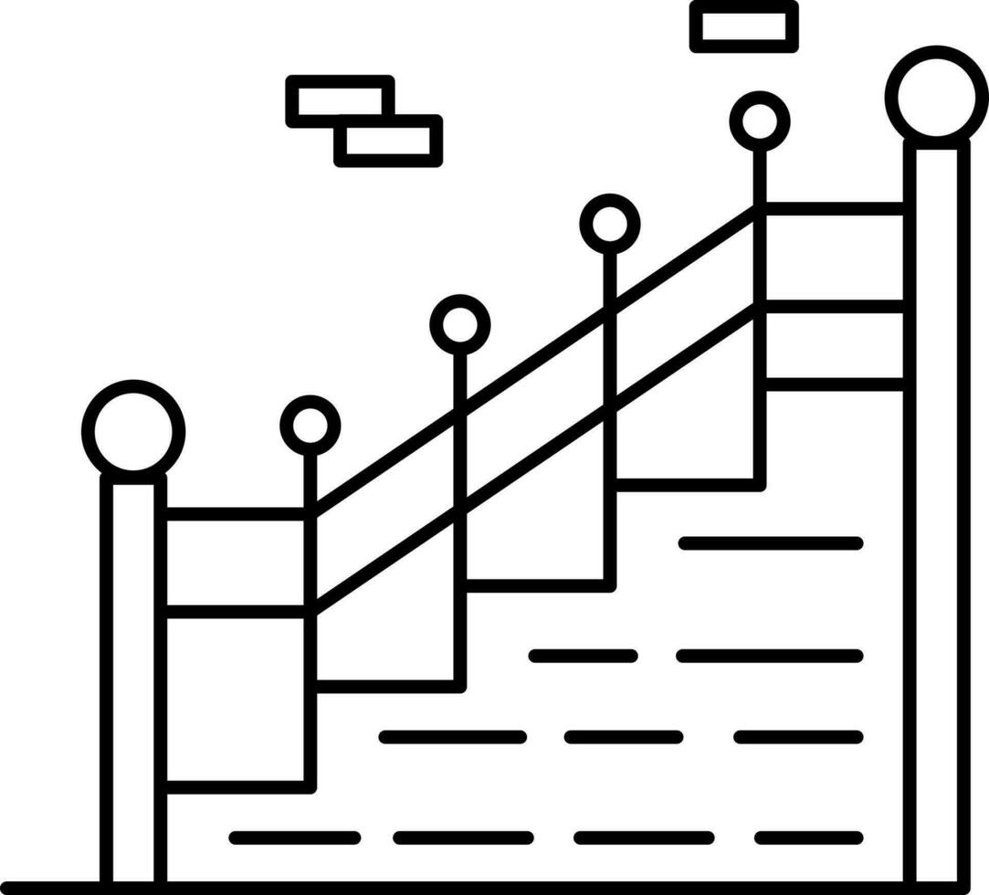 schwarz Linie Schlaganfall Symbol von Treppe im eben Stil. vektor