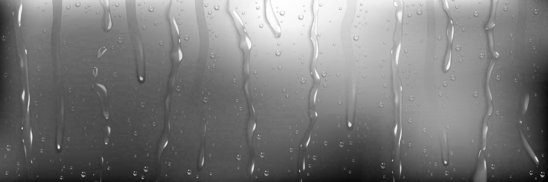 Regen Wasser Tropfen auf nass Fenster Glas vektor