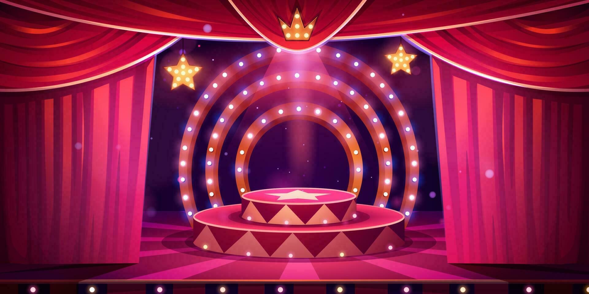 Zirkus Karikatur Bühne mit Ring Vektor Hintergrund