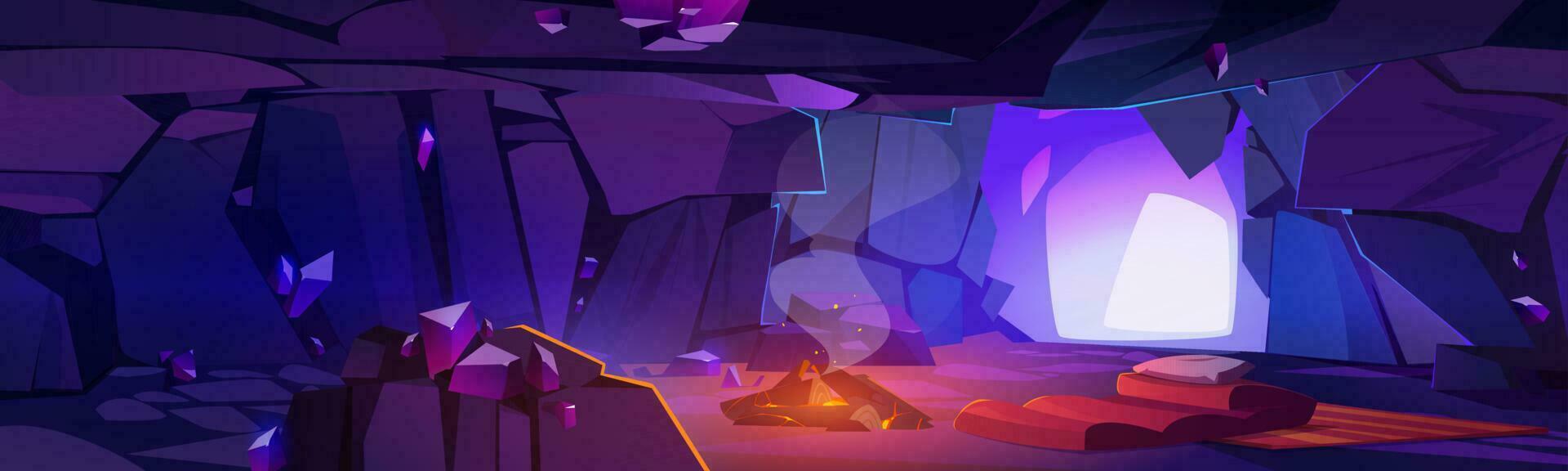 dunkel Höhle Innerhalb Szene zum Fantasie Spiel Hintergrund vektor