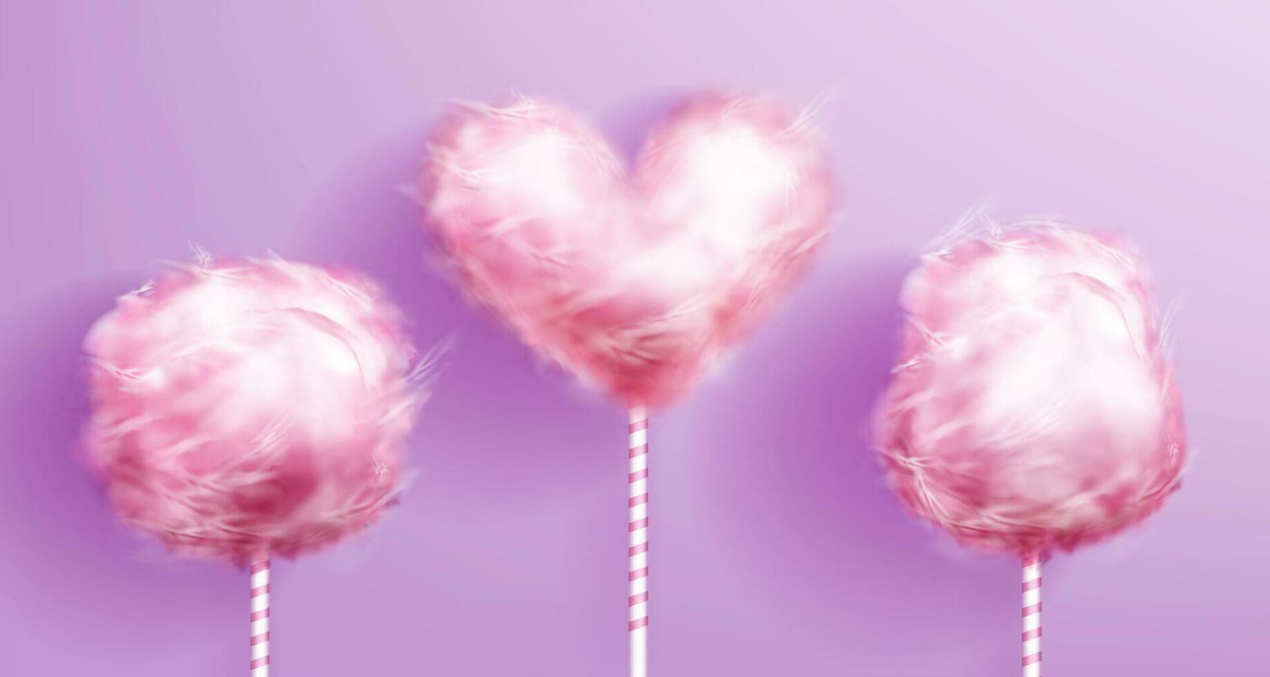 Süßigkeiten Baumwolle Herz geformt auf Rosa gestreift Stock vektor