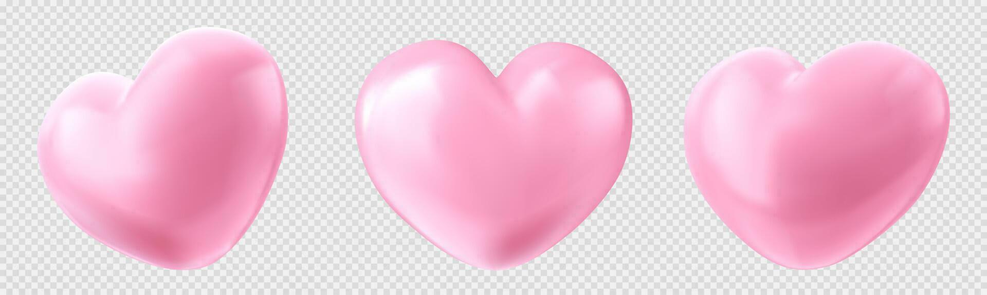 realistisk uppsättning av hjärta form ballonger uppsättning vektor