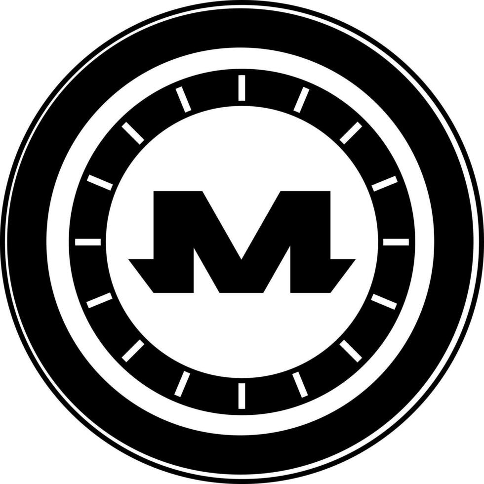 Kryptowährung Monero Münze Glyphe Symbol oder Symbol. vektor