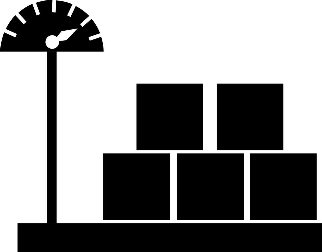 leverans lådor på viktning skala, glyf tecken eller symbol. vektor