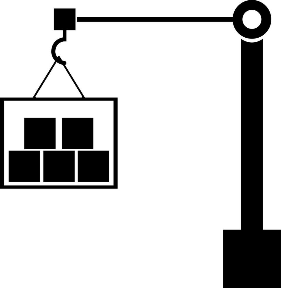 Turm Kran Heben Container. Glyphe Symbol von Paket Lieferung. vektor