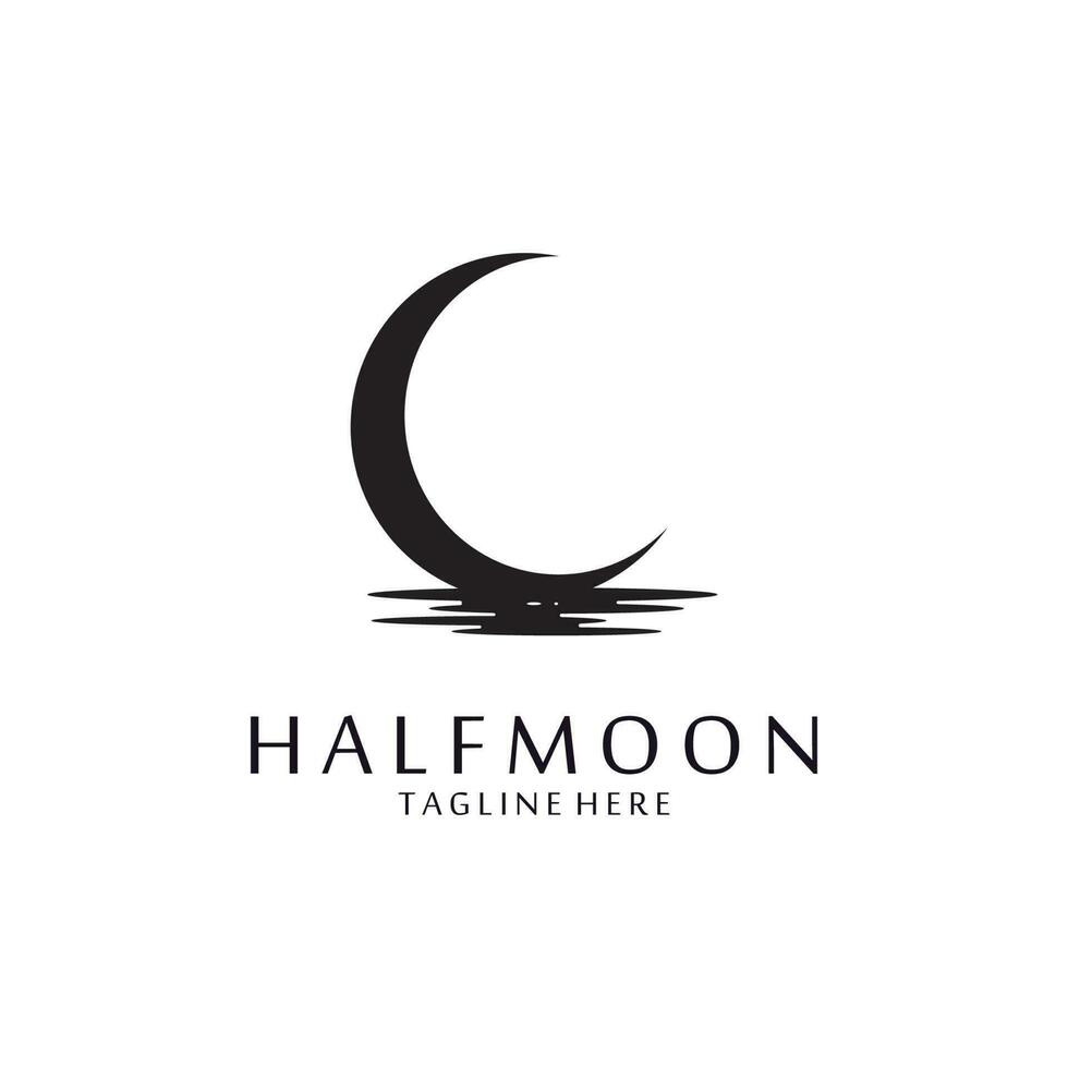 Halbmond Mond Logo Vorlage im eben Stil vektor