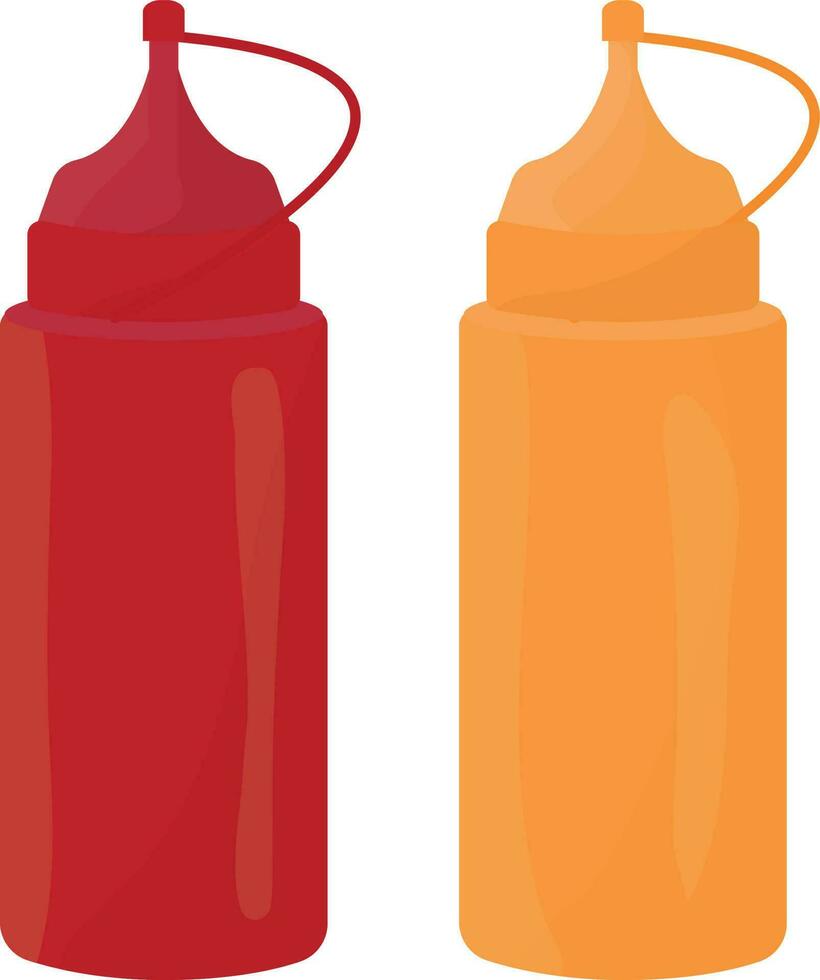Flaschen mit Ketchup und Senf. Saucen.hoch Qualität Vektor Illustration.