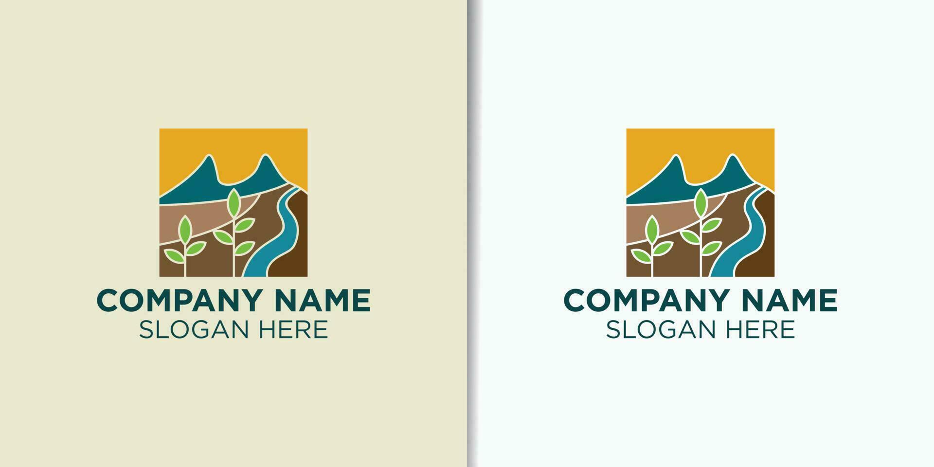 Landschaft Jahrgang Logo Vorlage, draussen Marke Identität, Reise Logo Design vektor