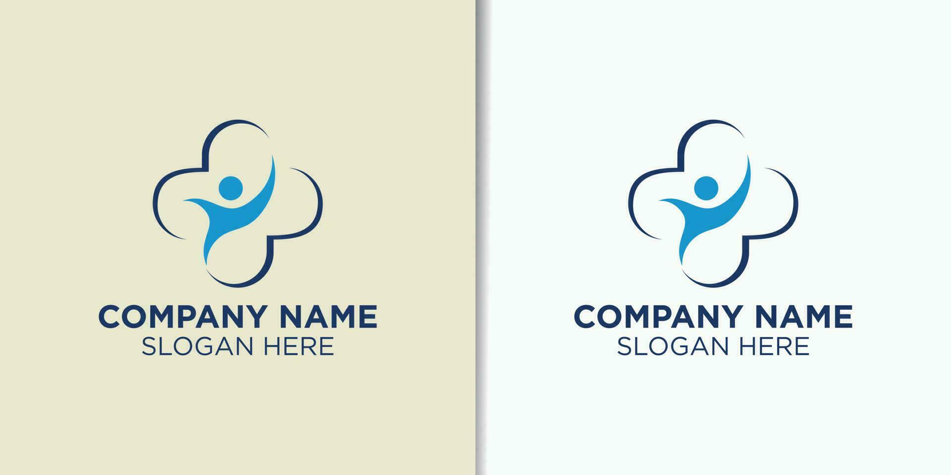 Menschen Gesundheit Logo Design Vorlage, medizinisch Logo Inspiration, Kreuz Logo Vektor