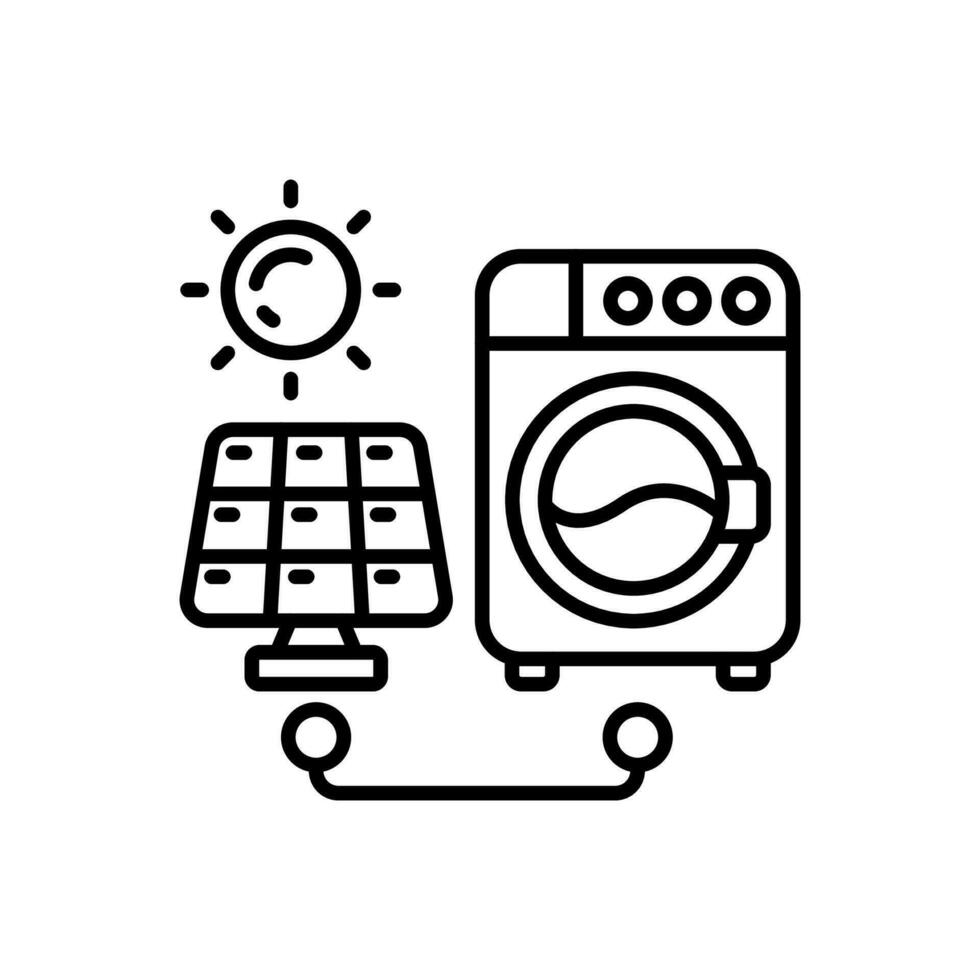 sol- driven tvättning maskin ikon i vektor. illustration vektor