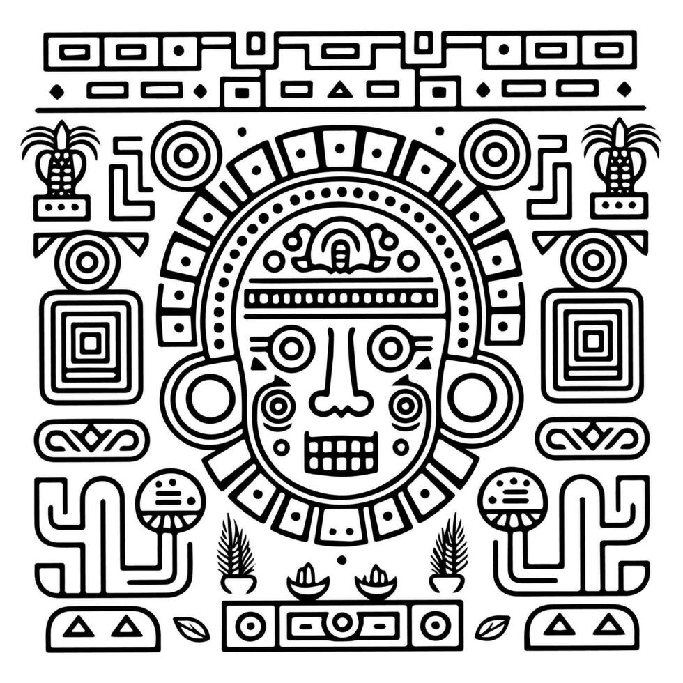 aztec mayan totem tatuering vektor ikon