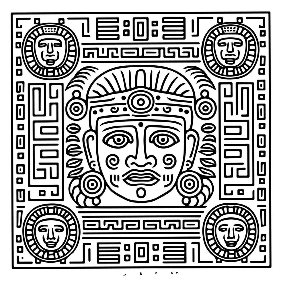 aztec mayan totem tatuering vektor ikon