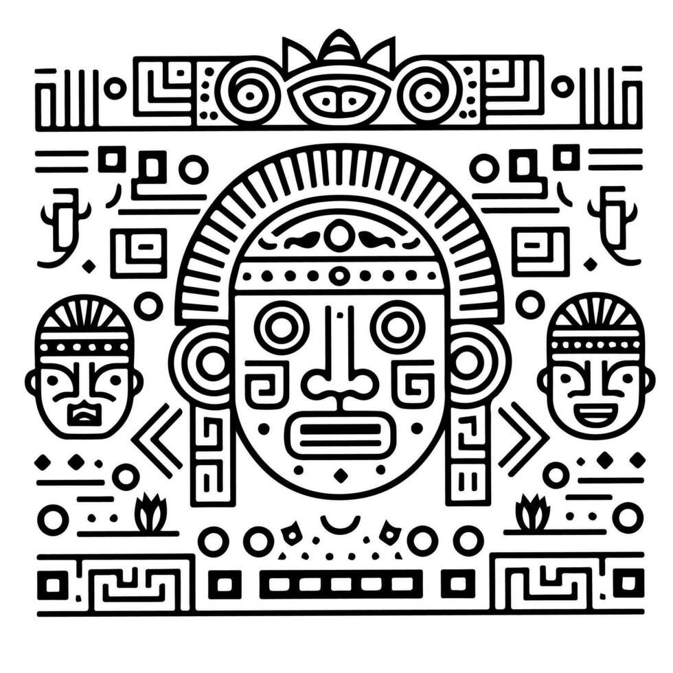 aztec mayan totem tatuering vektor ikon