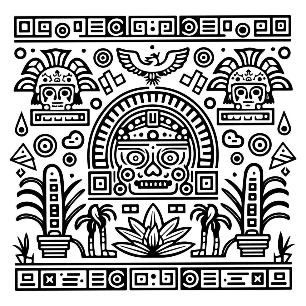 aztec mayan totem tatuering vektor ikon