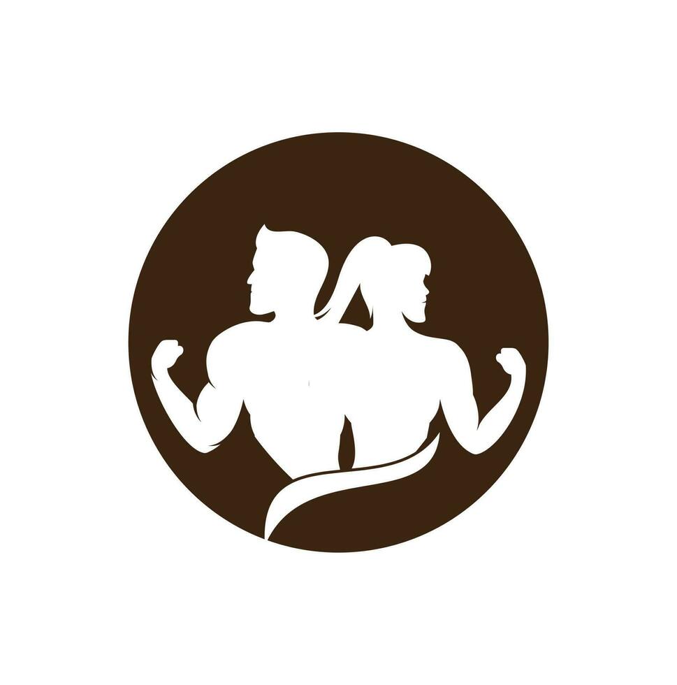 Fitnessstudio Logo männlich weiblich Fitness Logo Design Vorlage vektor