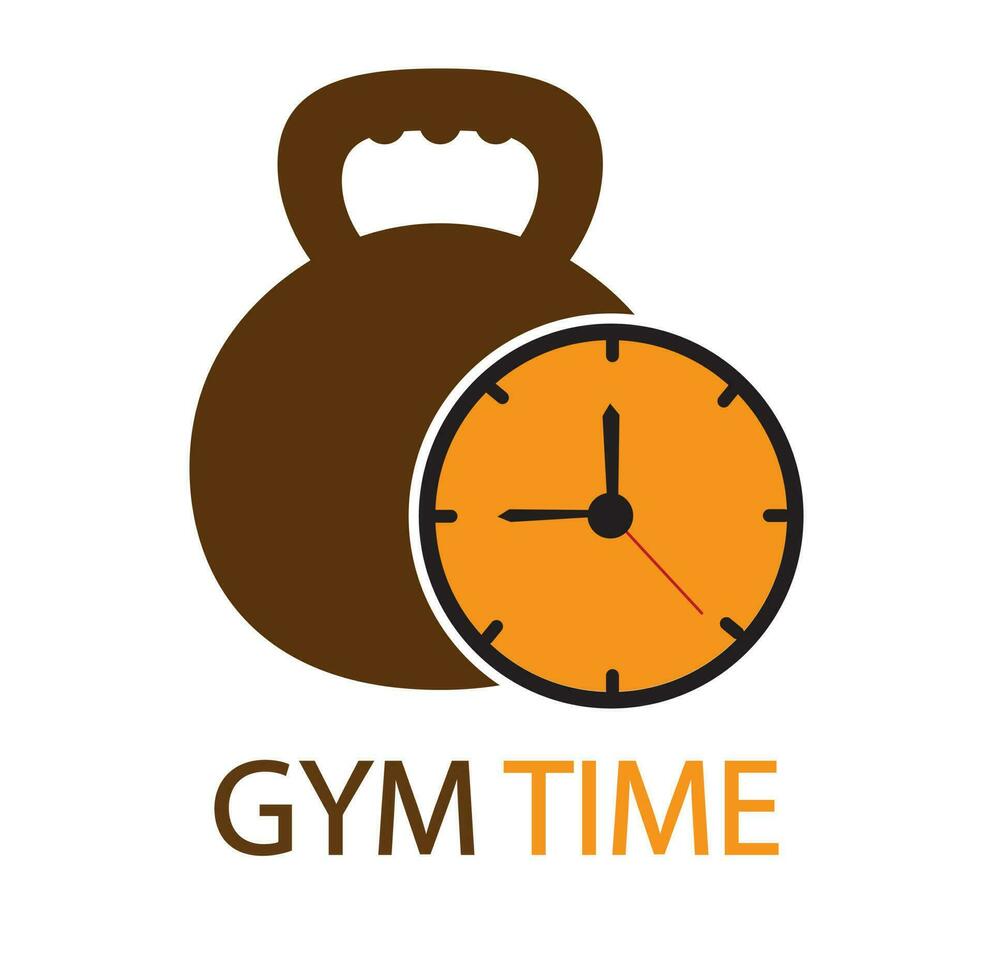 Gym tid logotyp mall design vektor, emblem, design begrepp, kreativ symbol, ikon vektor