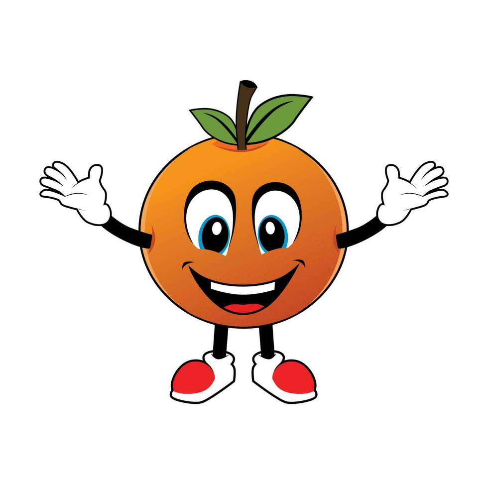 orange frukt tecknad serie maskot med Lycklig leende ansikte .illustration för klistermärke ikon maskot och logotyp vektor