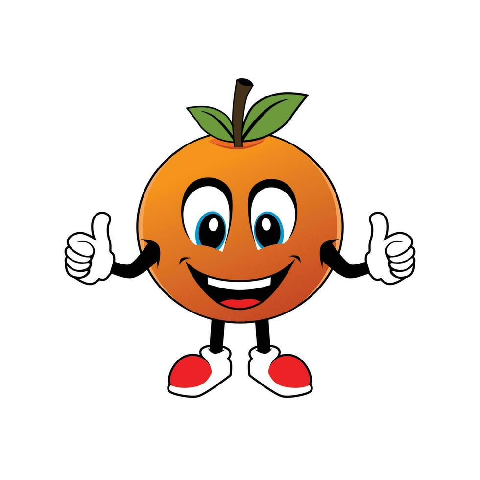 leende orange frukt tecknad serie maskot ger tummen upp .illustration för klistermärke ikon maskot och logotyp vektor