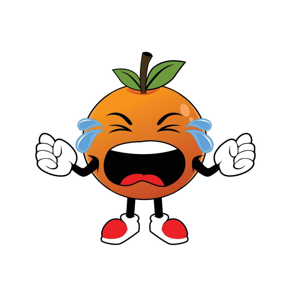 Weinen Orange Obst Karikatur Maskottchen .Illustration zum Aufkleber Symbol Maskottchen und Logo vektor