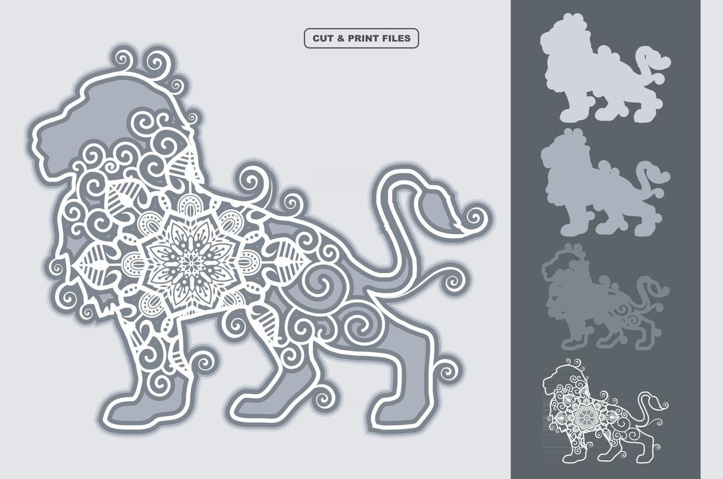 Löwe Mandala Vektor 3d geschichtet