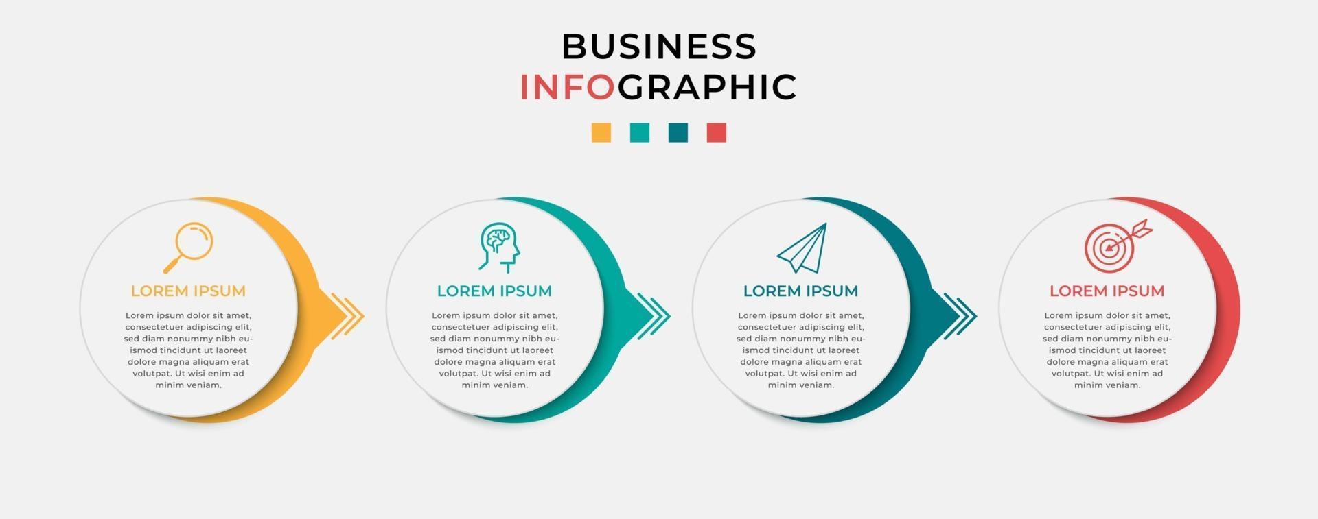 Vektor-Infografik-Design-Geschäftsvorlage mit Symbolen und 4 Optionen oder Schritten vektor