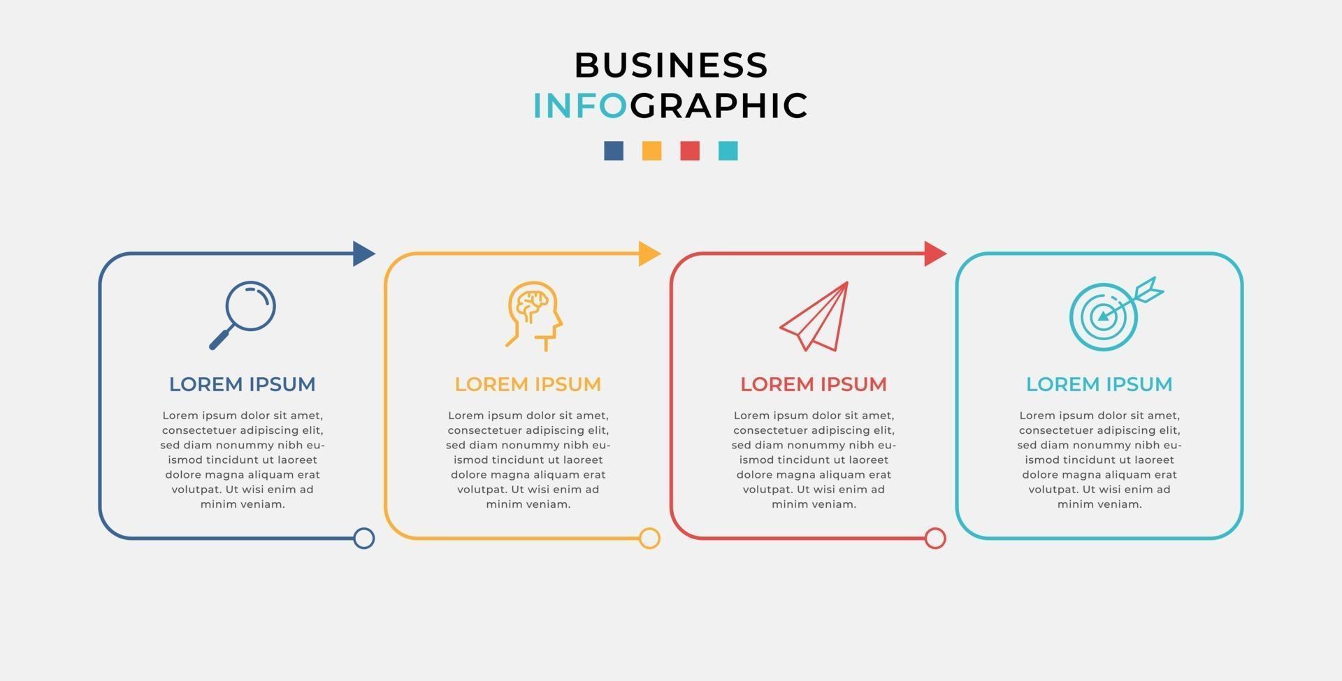 Vektor-Infografik-Design-Geschäftsvorlage mit Symbolen und 4 Optionen oder Schritten vektor