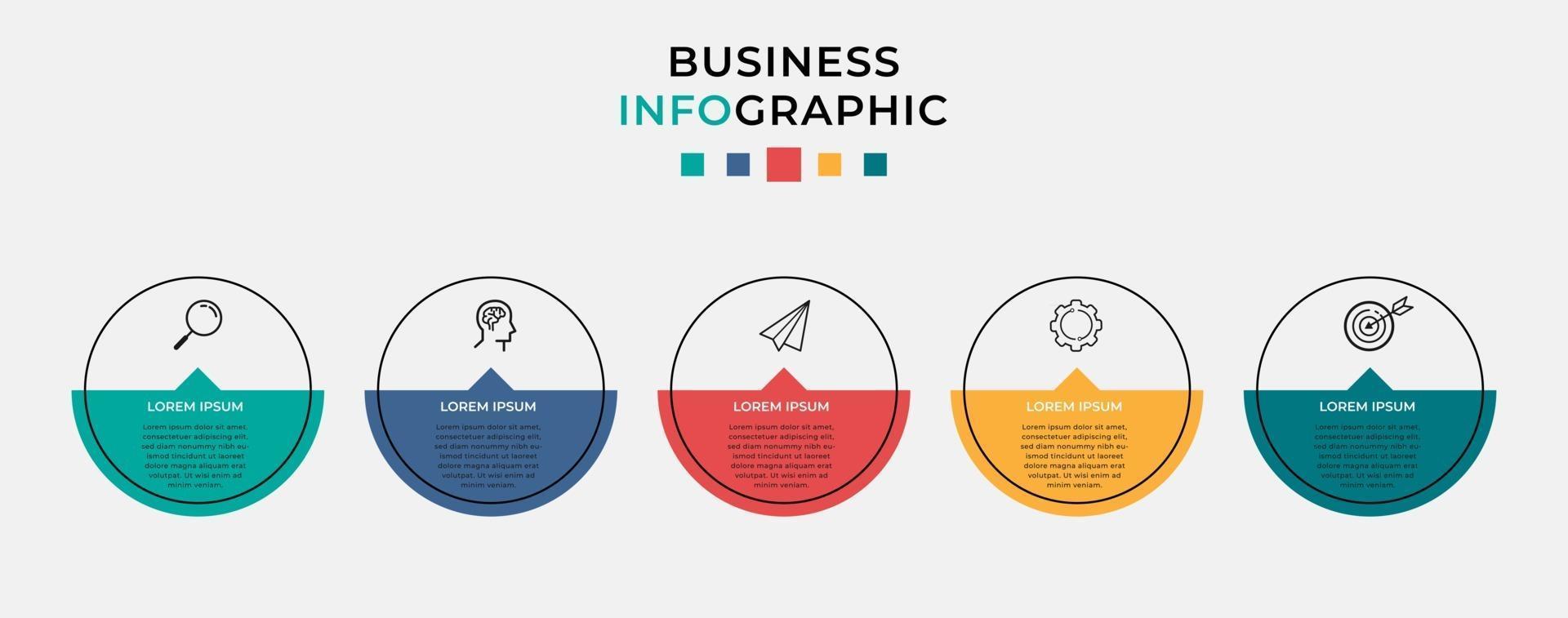 vektor infographic design affärsmall med ikoner och 5 alternativ eller steg