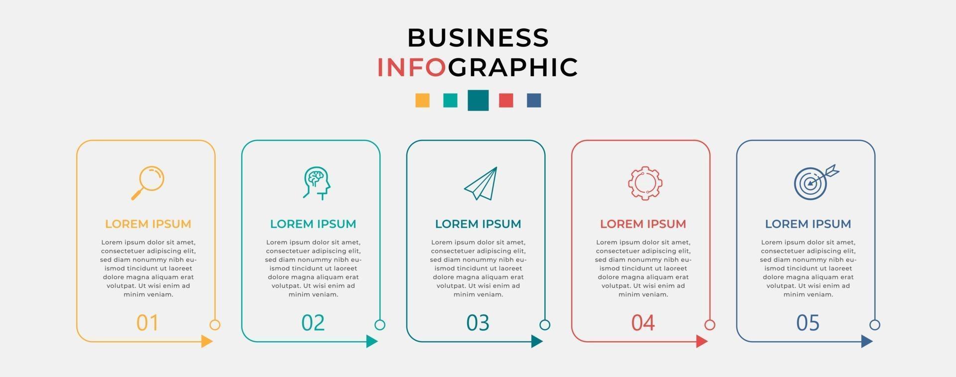 Vektor-Infografik-Design-Geschäftsvorlage mit Symbolen und 5 Optionen oder Schritten vektor