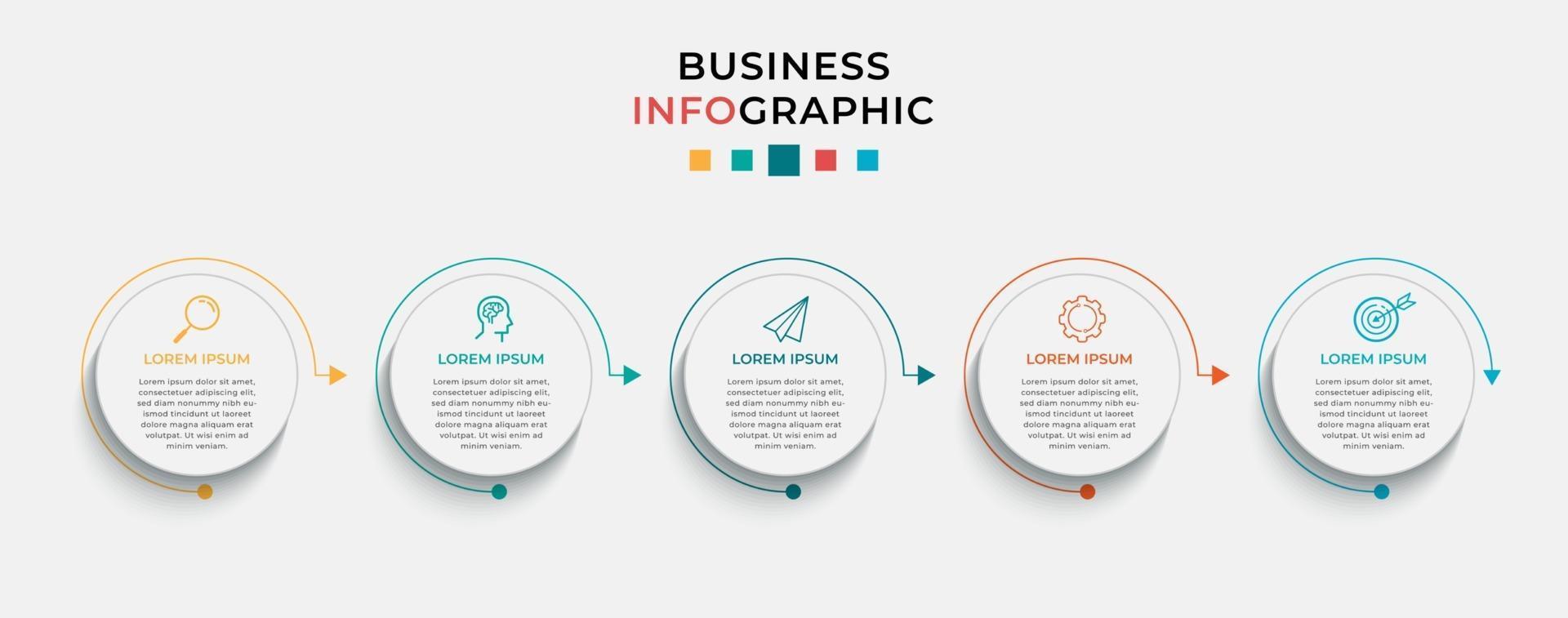 Vektor-Infografik-Design-Geschäftsvorlage mit Symbolen und 5 Optionen oder Schritten vektor