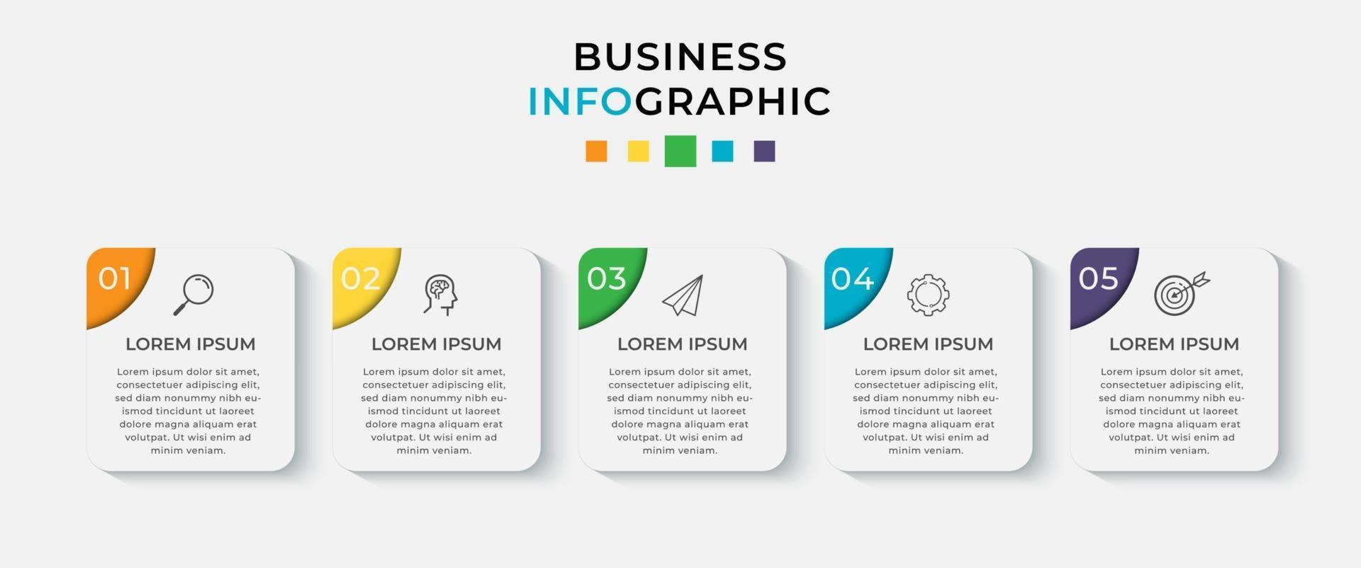 Vektor-Infografik-Design-Geschäftsvorlage mit Symbolen und 5 Optionen oder Schritten vektor