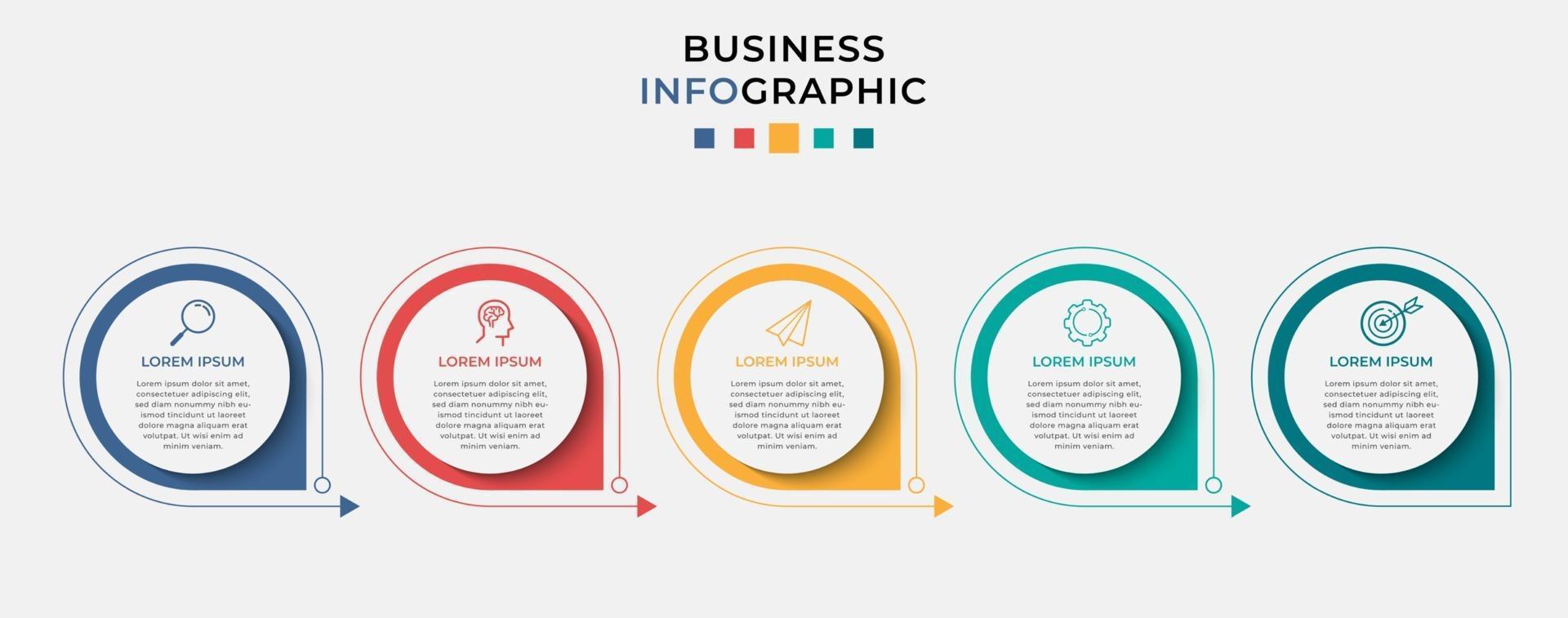 vektor infographic design affärsmall med ikoner och 5 alternativ eller steg