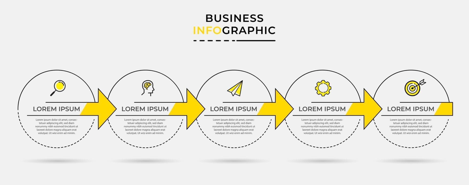 vektor infographic design affärsmall med ikoner och 5 alternativ eller steg