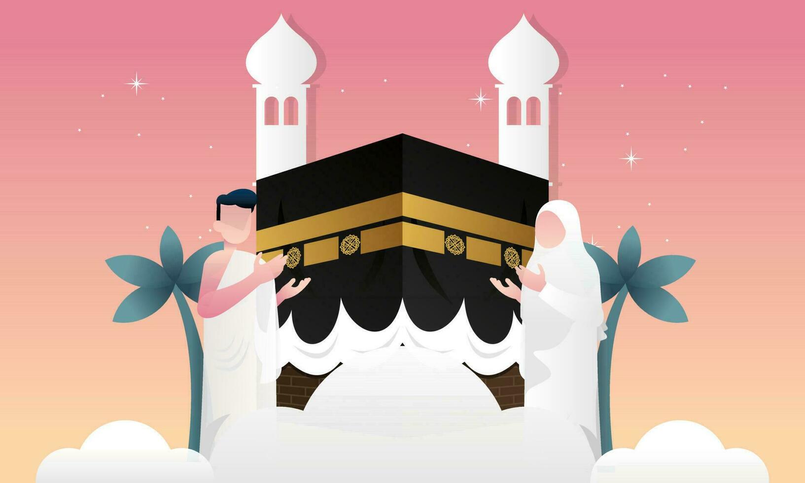 islamic pilgrimsfärd bön- för hajj mabroor illustration vektor